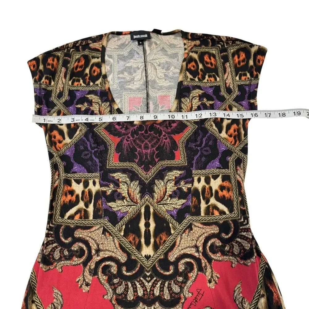 Just Cavalli Roberto Cavalli Cotton Geometric Floral Print Mini Dress Size S - Picture 6 of 7